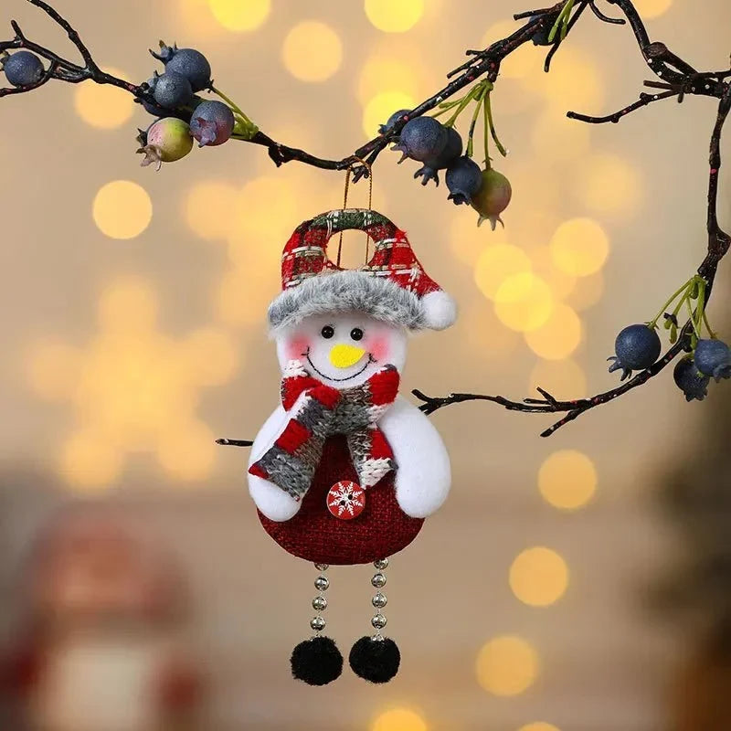 Handcrafted Christmas Ornaments with Plush Fabric Dangling Legs and Snowflake Details - Image 10