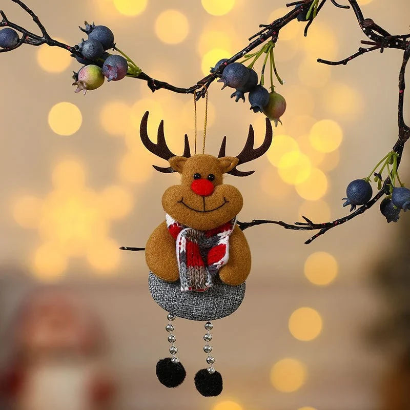 Handcrafted Christmas Ornaments with Plush Fabric Dangling Legs and Snowflake Details - Image 11