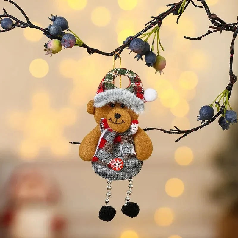 Handcrafted Christmas Ornaments with Plush Fabric Dangling Legs and Snowflake Details - Image 12