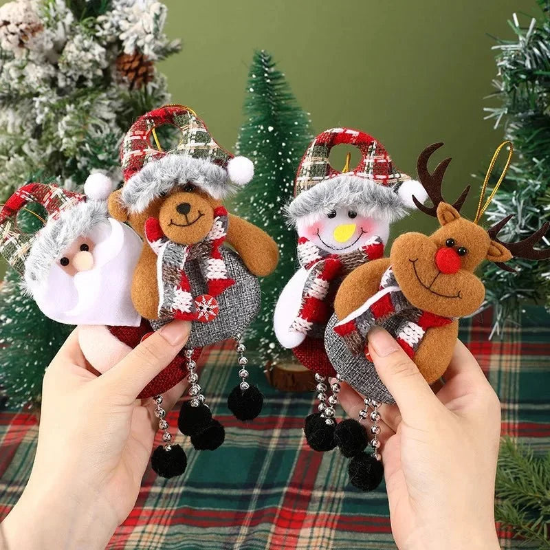 Handcrafted Christmas Ornaments with Plush Fabric Dangling Legs and Snowflake Details - Image 3