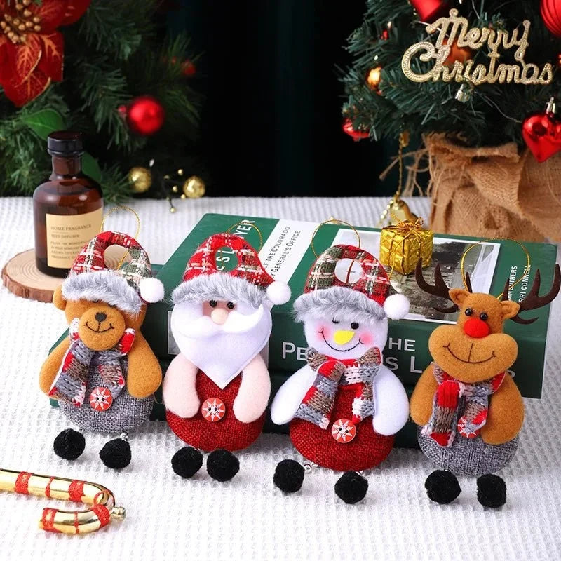 Handcrafted Christmas Ornaments with Plush Fabric Dangling Legs and Snowflake Details - Image 4