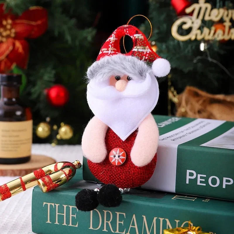 Handcrafted Christmas Ornaments with Plush Fabric Dangling Legs and Snowflake Details - Image 6