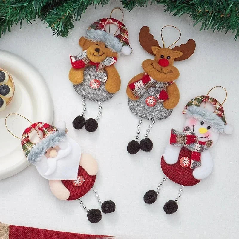 Handcrafted Christmas Ornaments with Plush Fabric Dangling Legs and Snowflake Details - Image 7