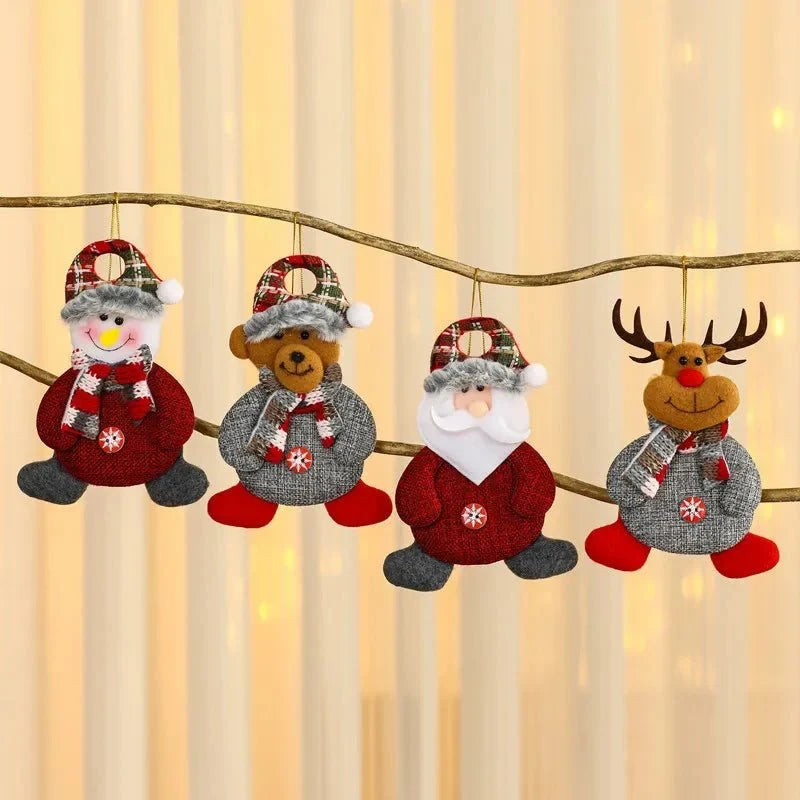 Handcrafted Christmas Ornaments with Plush Fabric Dangling Legs and Snowflake Details - Image 9