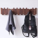 Porte-manteau mural en bois avec crochets pliants style piano