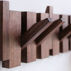 Porte-manteau mural en bois avec crochets pliants style piano