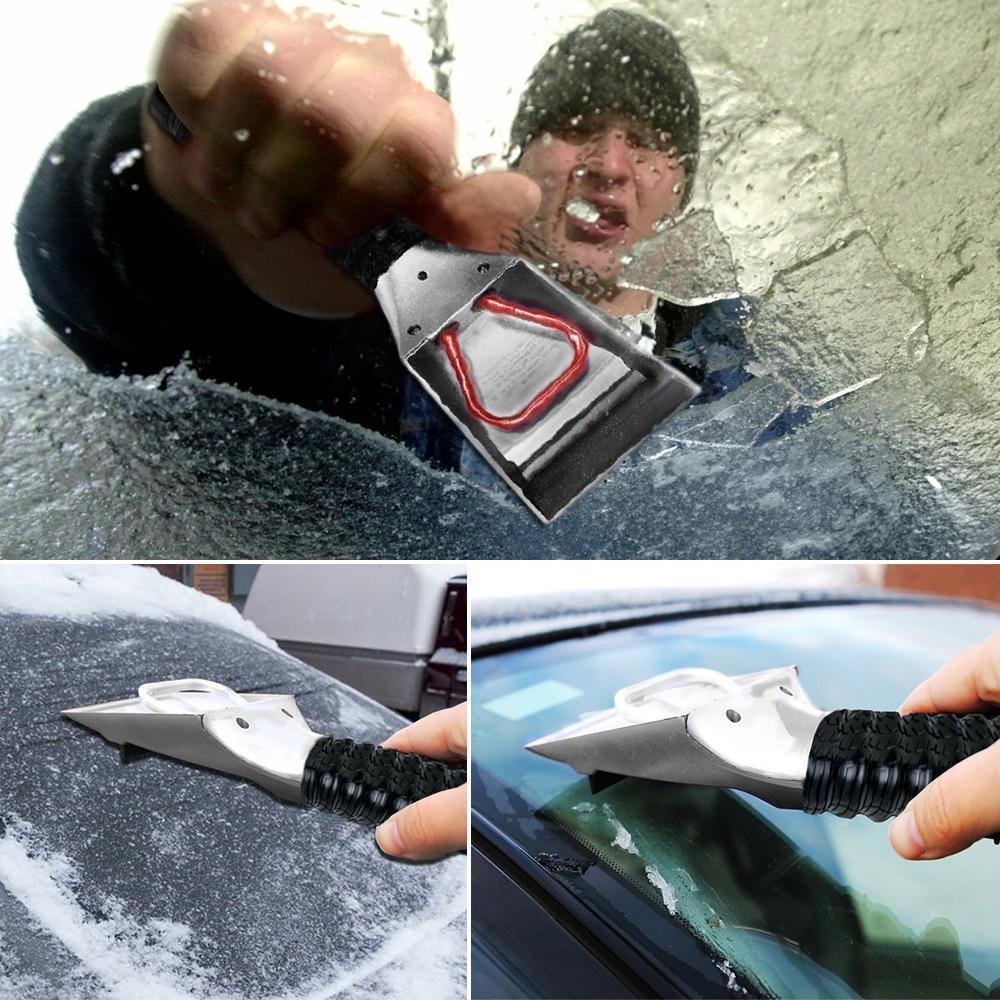 Heated Car Ice Scraper with 12v Power Plug and LED Light for Windshield - Image 2