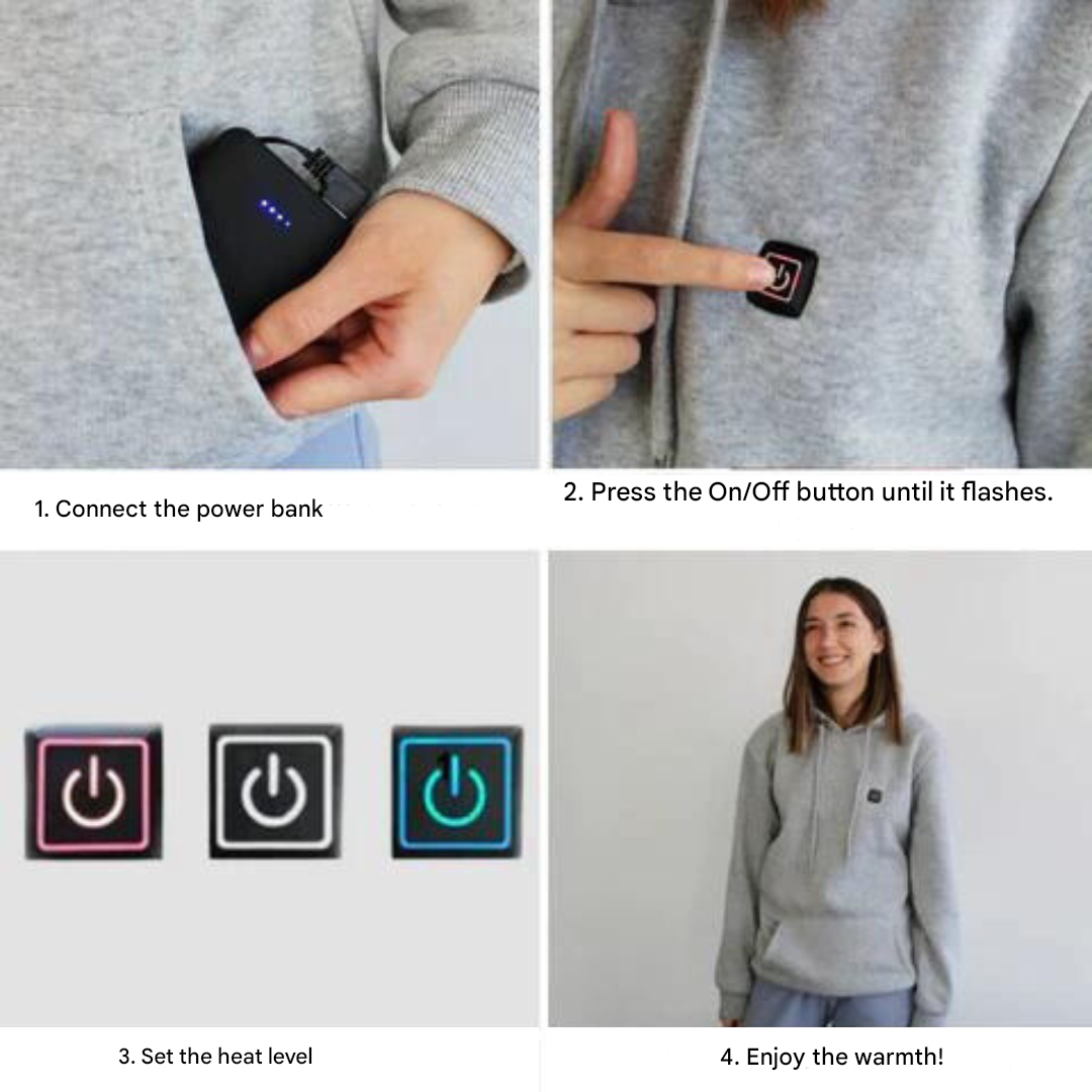 Ogrzewana bluza z kapturem unisex na zewnątrz