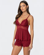Set da notte romantico con rifiniture in pizzo