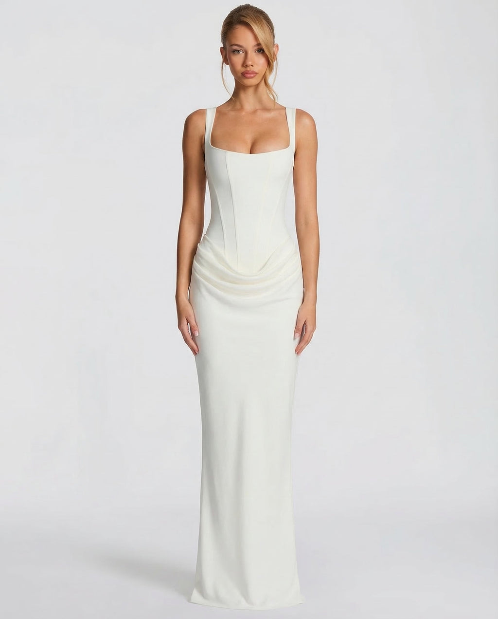 Figurbetontes Damen-Maxikleid mit Sanduhr-Silhouette