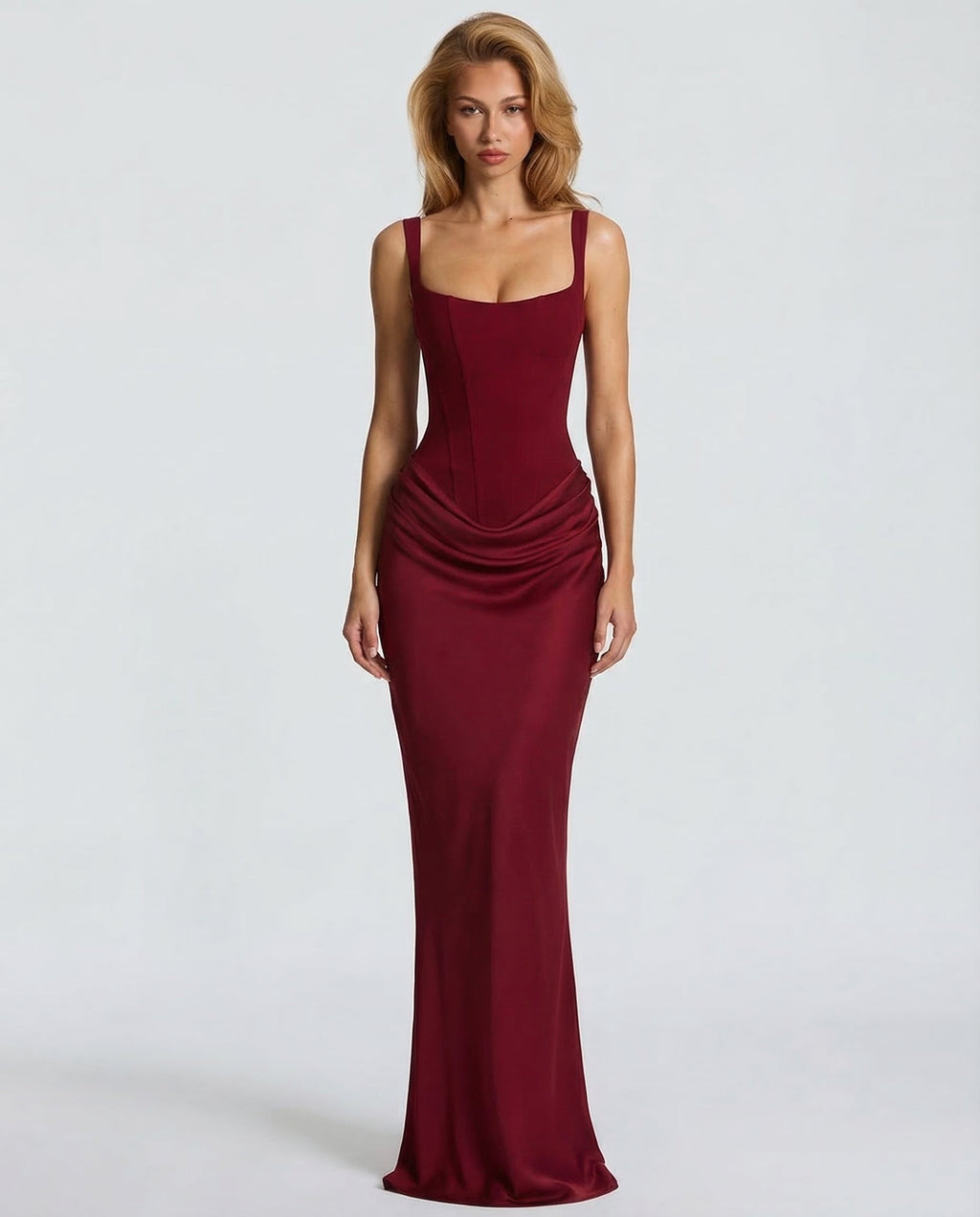 Figurbetontes Damen-Maxikleid mit Sanduhr-Silhouette