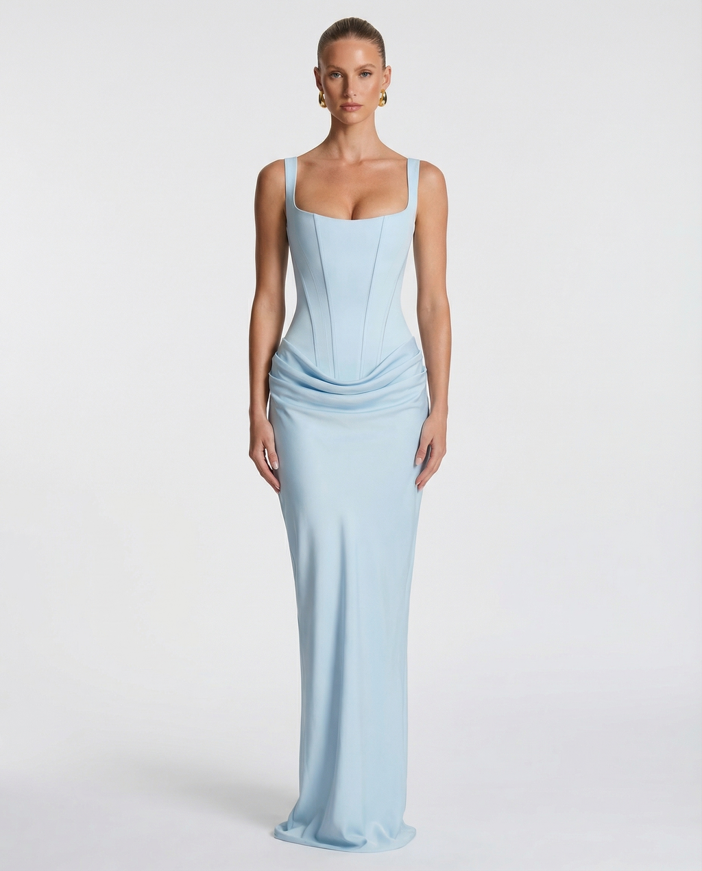 Figurbetontes Damen-Maxikleid mit Sanduhr-Silhouette