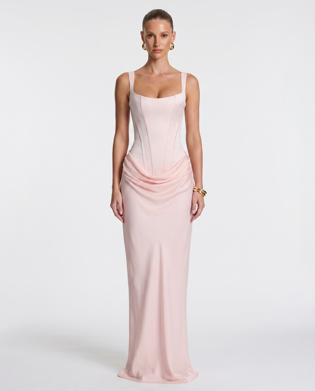 Figurbetontes Damen-Maxikleid mit Sanduhr-Silhouette