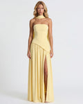 Strapless maxi dress with a high slit