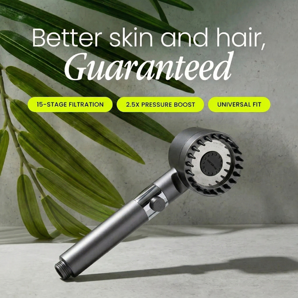 High-Pressure Filtered Handheld Shower Head with Stop Button - Image 15
