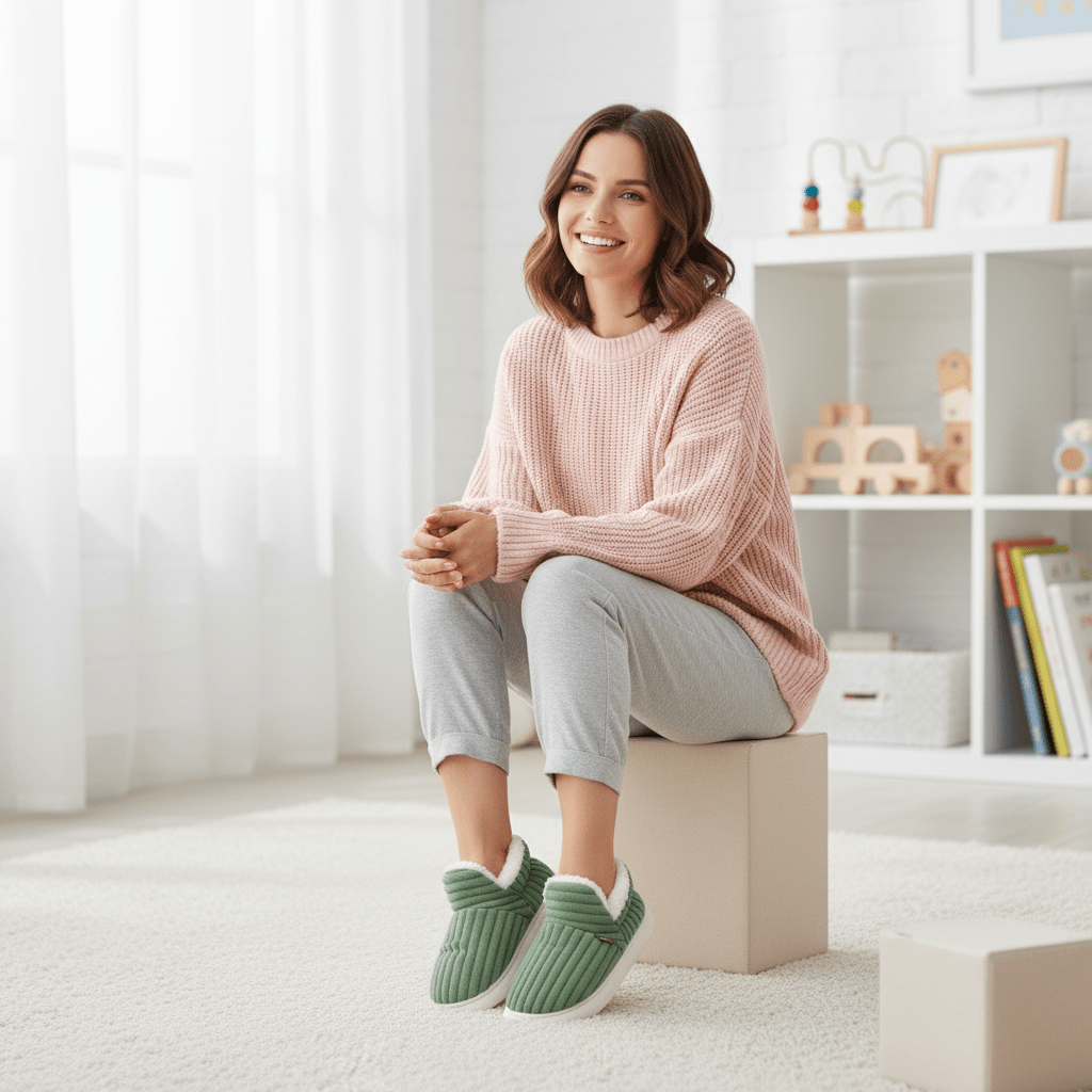 House Slipper Boots with Sherpa Fleece Lining and Soft Corduroy Upper - Image 2