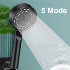 Pomme de douche haute pression avec 5 modes de jet et fonction d'arrêt automatique de l'eau