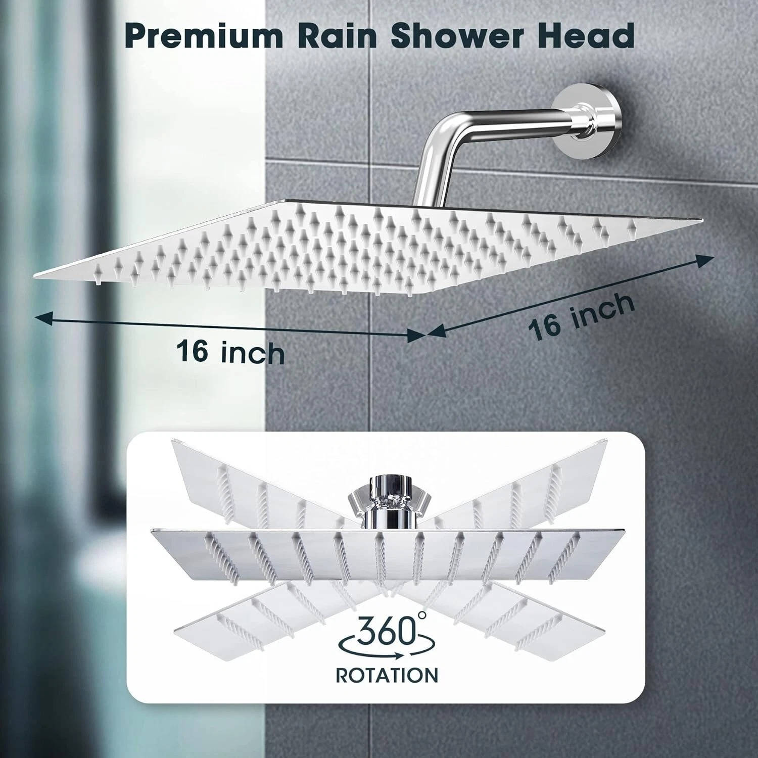 Système de douche de plafond de 16 pouces de diamètre