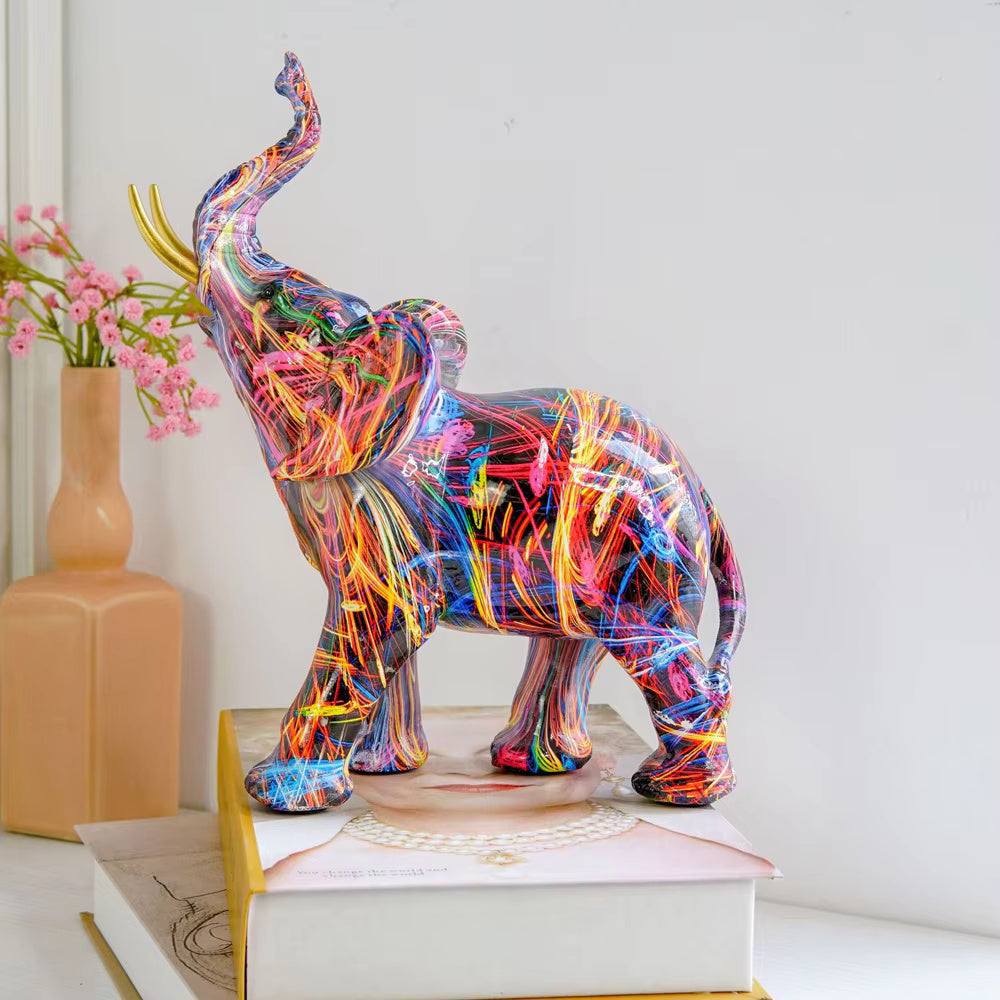 Abstract colorful elephant figurine for interiors