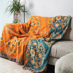 Plaid rustique réversible à motif floral pour la maison