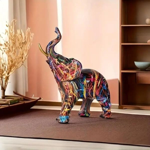 Abstract colorful elephant figurine for interiors