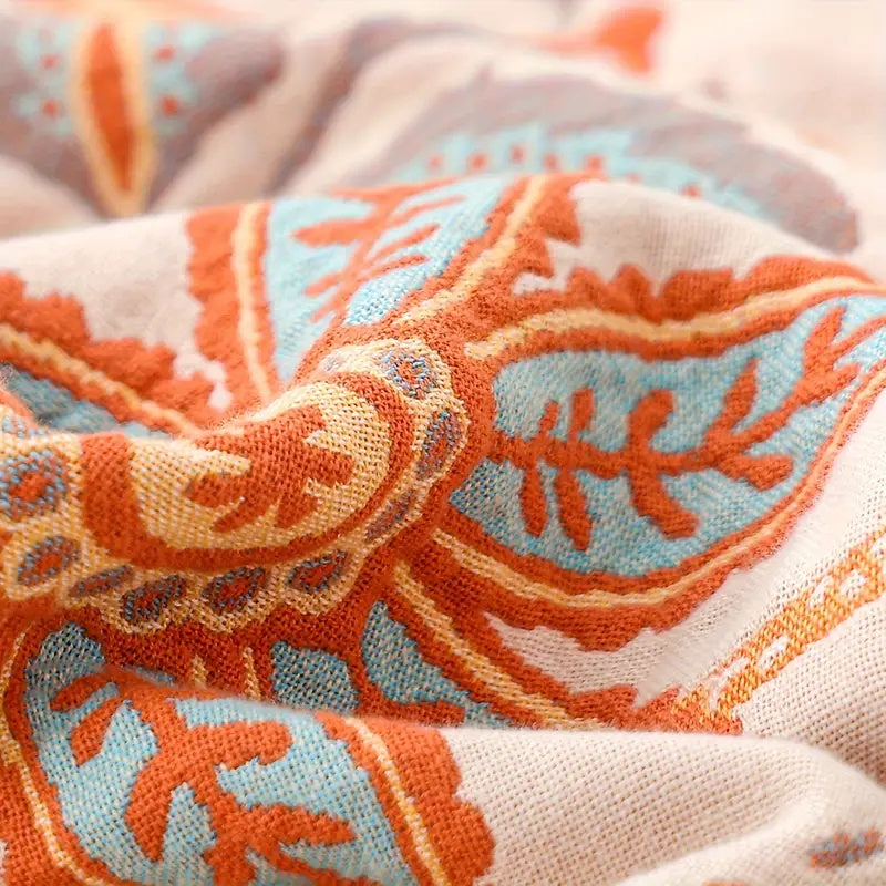 Coperta bohemien con motivo floreale adatta per pelli sensibili