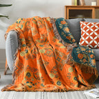 Plaid rustique réversible à motif floral pour la maison
