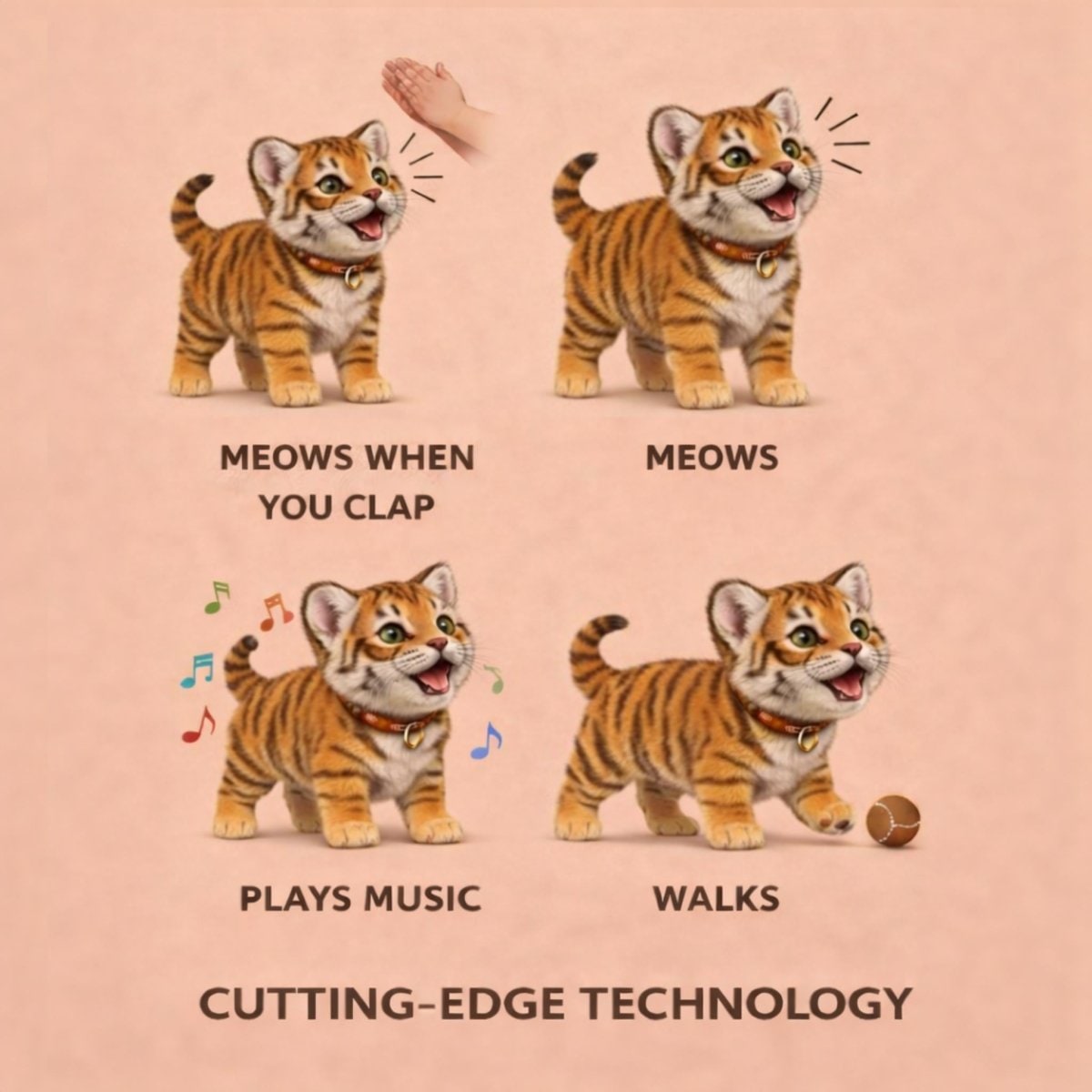 Interactive Pet Toy Tiger Cub with Walking Meowing and Tail Wagging - Image 7