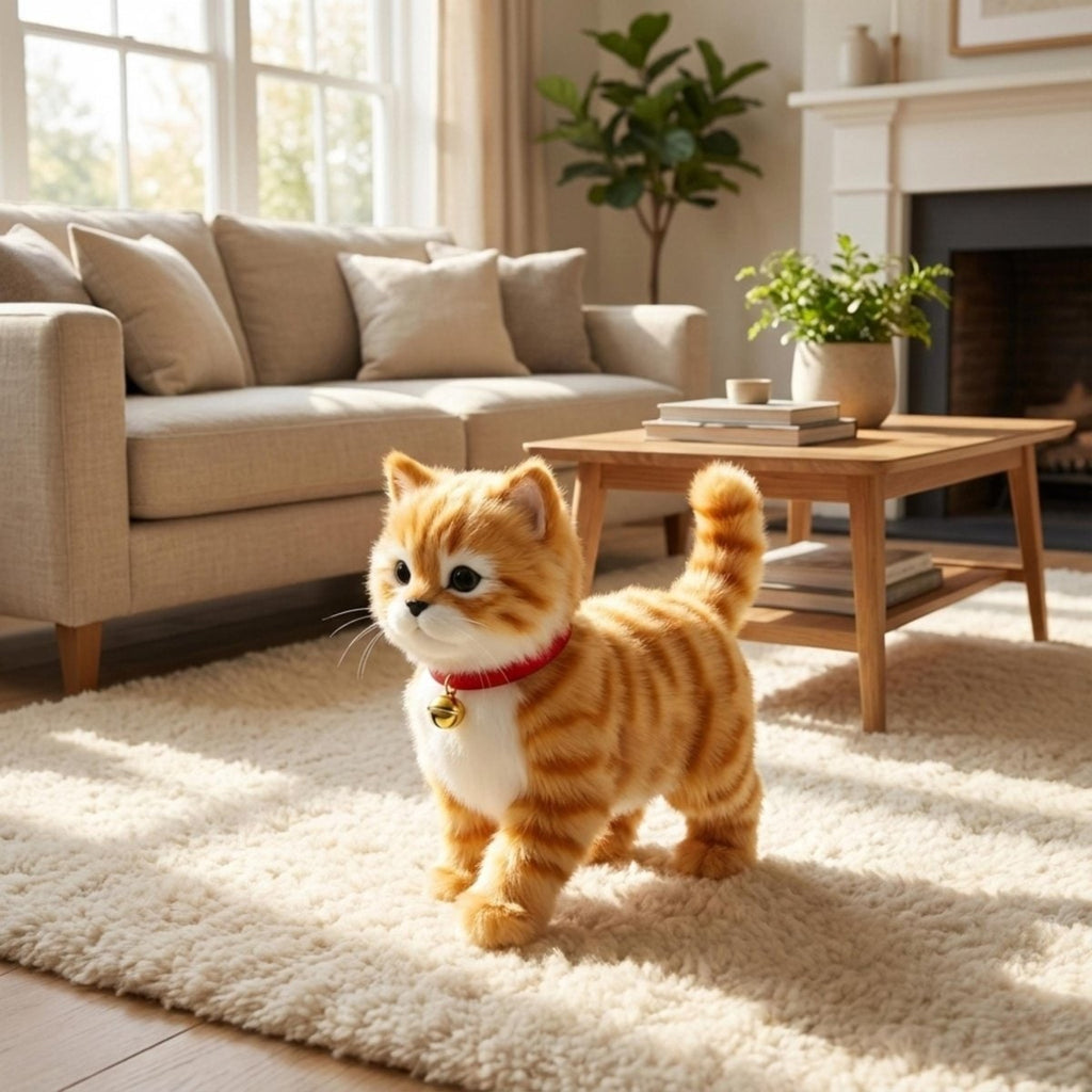Interactive Robot Cat Toy for Kittens with Walking Meowing and Plush Tabby Design - Image 3