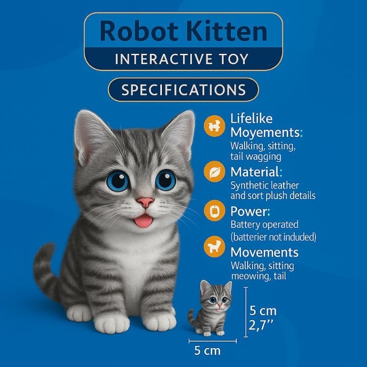 Interactive Toy Cat with Walking and Meowing Functions Battery Operated Plush Robot Kitten - Image 4