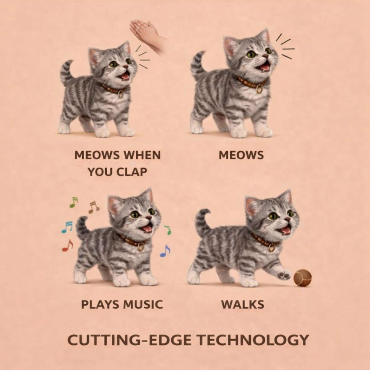 Interactive Toy Cat with Walking and Meowing Functions Battery Operated Plush Robot Kitten - Image 6