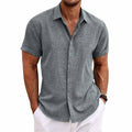Chemise décontractée pour homme avec col, manches courtes lisses
