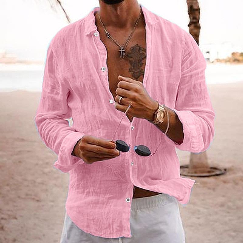 Camicia smart casual da uomo tinta unita manica lunga taglio classico
