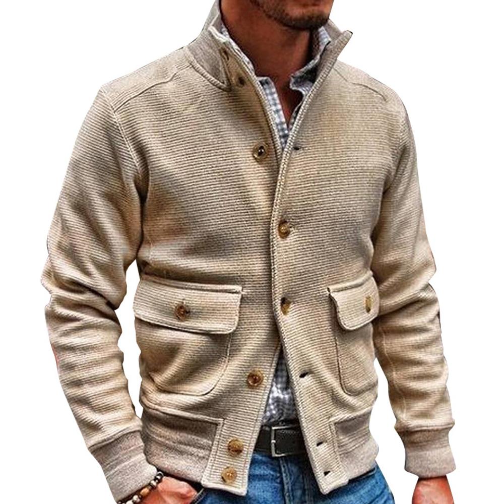 Giacca da uomo stile motociclista colore uniforme con collo alto
