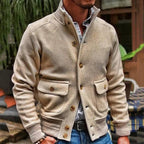 Giacca da uomo stile motociclista colore uniforme con collo alto