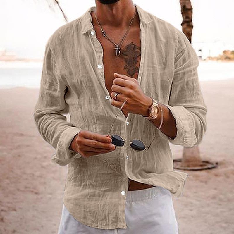 Camicia smart casual da uomo tinta unita manica lunga taglio classico