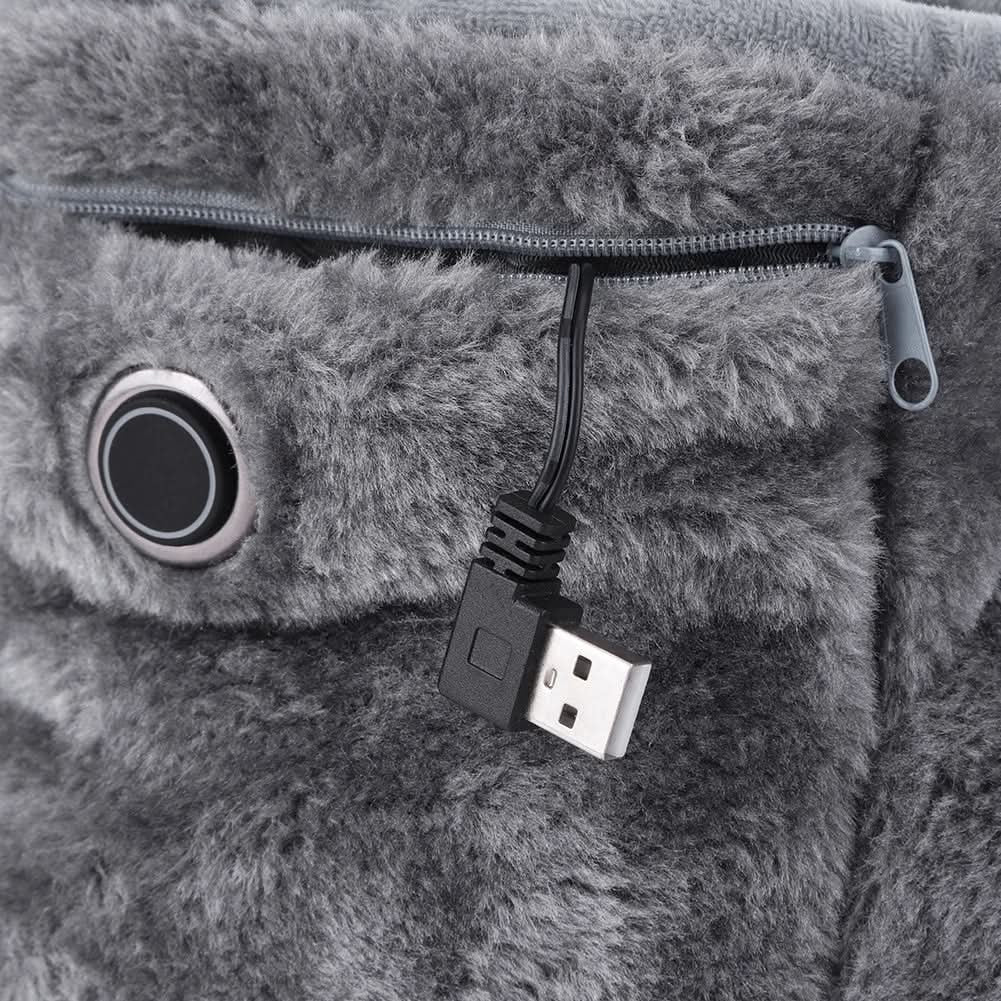 Kapcie Damskie Domowe Podgrzewane Pluszowe z Zasilaniem USB i Zamkiem Błyskawicznym Ciepłe - Image 6