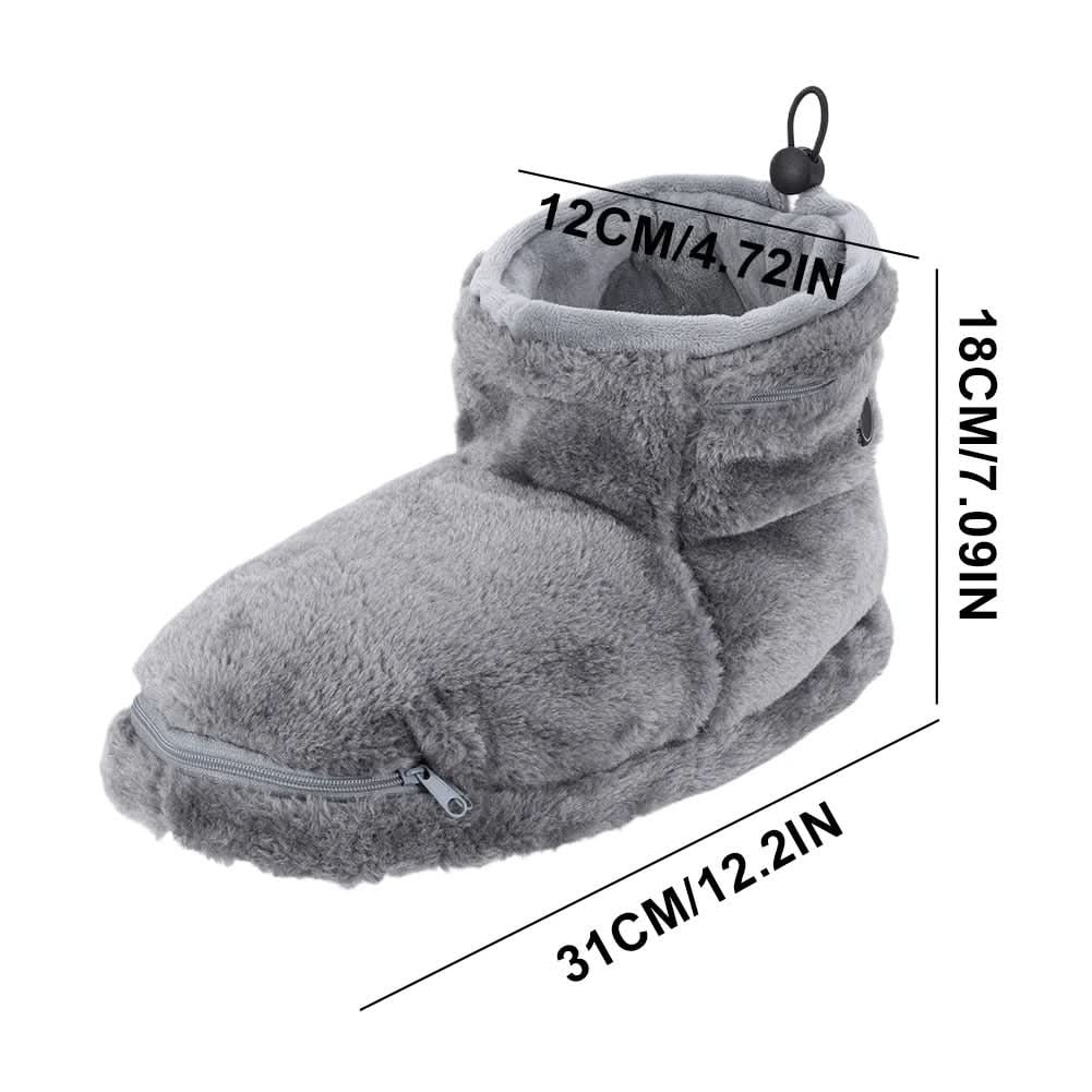 Kapcie Damskie Domowe Podgrzewane Pluszowe z Zasilaniem USB i Zamkiem Błyskawicznym Ciepłe - Image 8