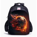Kids''' Backpack for School with Flaming Soccer Ball Design and Adjustable Straps - Image 1