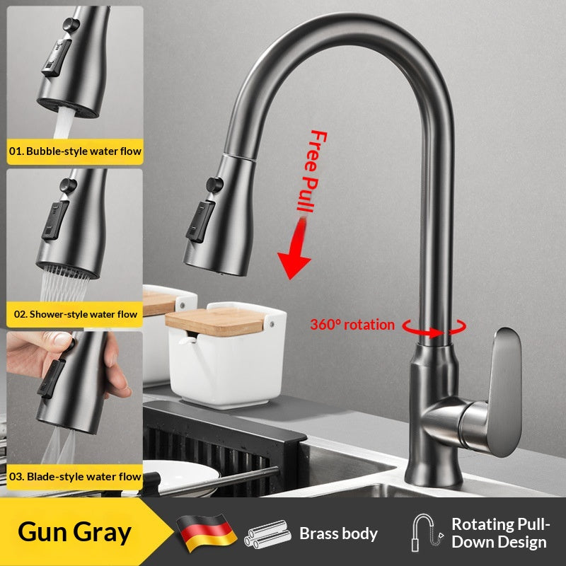 Kitchen Faucet with Pull-Down Spray Head and 360° Swivel Spout - Image 13