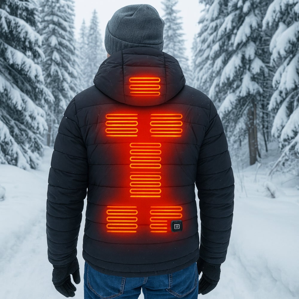 Kurtka Zimowa Męska Podgrzewana Elektryczna z Kapturem i Regulacją Temperatury USB Ogrzewana - Image 1