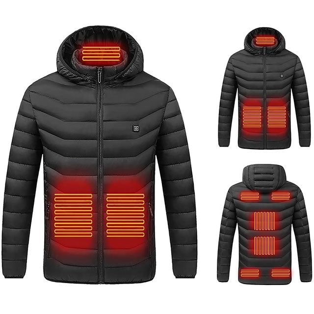 Kurtka Zimowa Podgrzewana z Ogrzewaniem Elektrycznym Pikowana Kapturem i Kieszeniami - Image 1