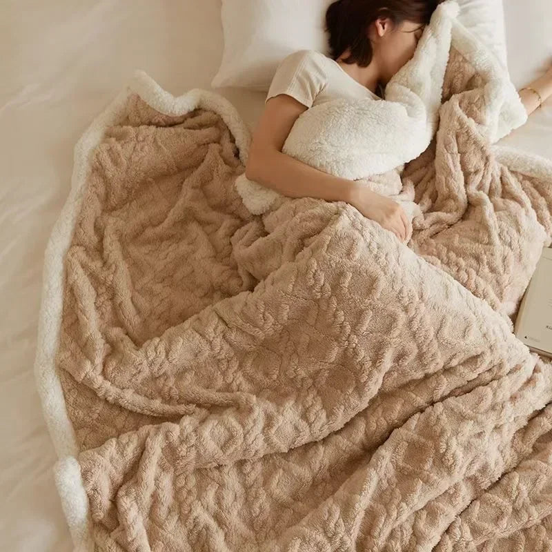 Thick warm cozy winter blanket with elegant detail