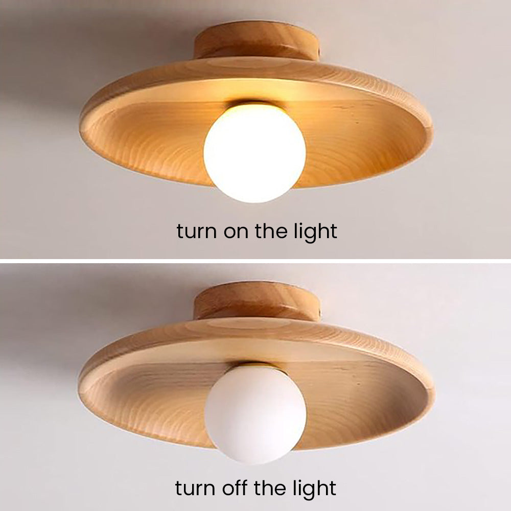 Nordycka drewniana minimalistyczna okrągła lampa sufitowa do korytarza
