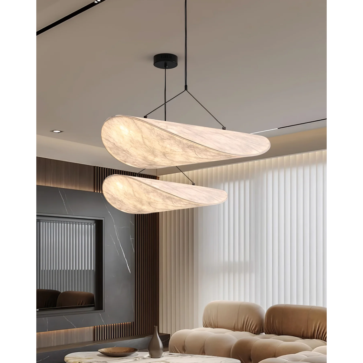 Lampa Wisząca do Salonu Sypialni i nad Stół z Teksturowanym Kloszem Minimalistycznym - Image 9