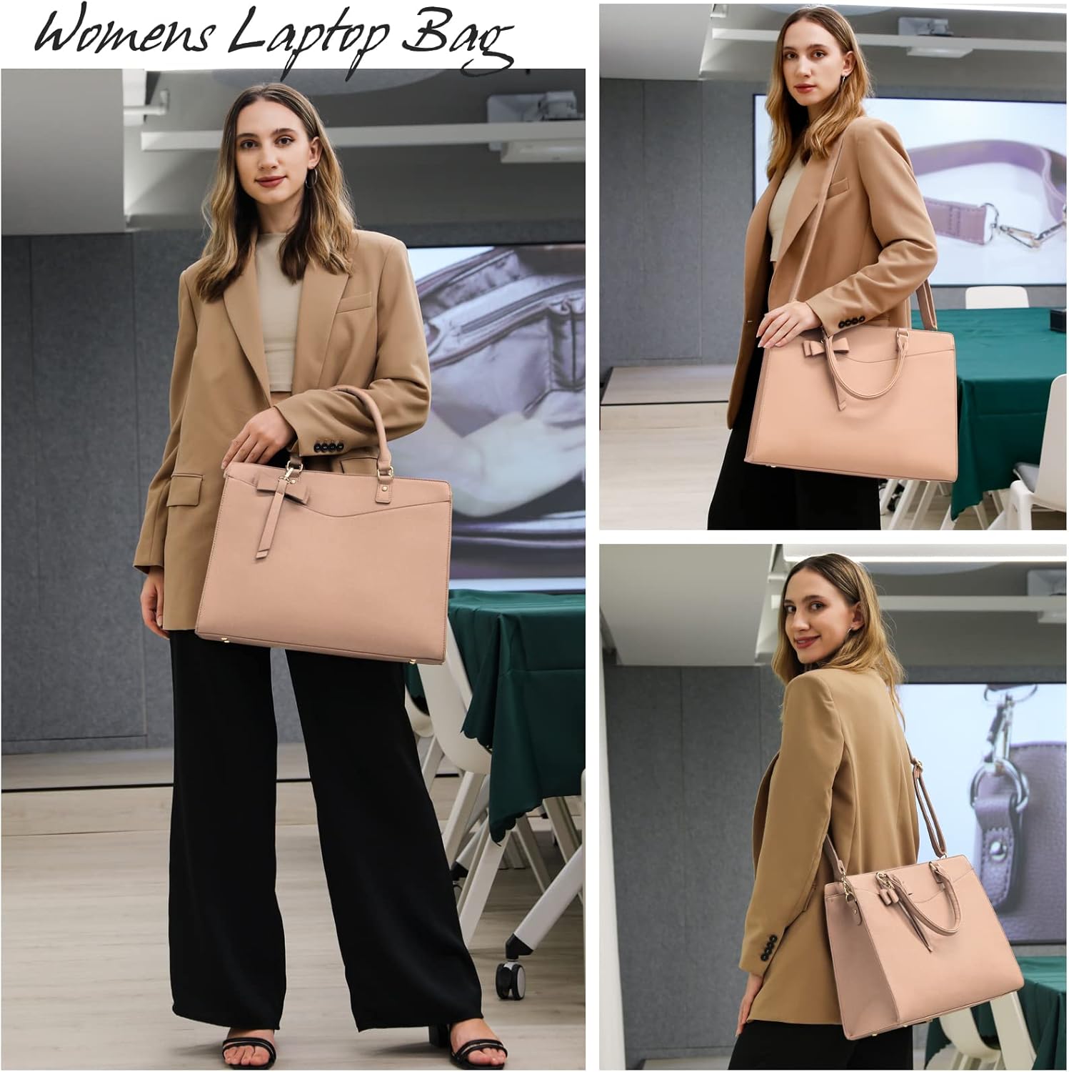Borsa funzionale da donna per laptop da lavoro con molte tasche