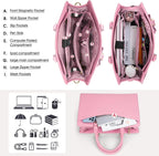 Duża skórzana torba na laptopa z wieloma przegrodami