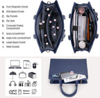 Duża skórzana torba na laptopa z wieloma przegrodami