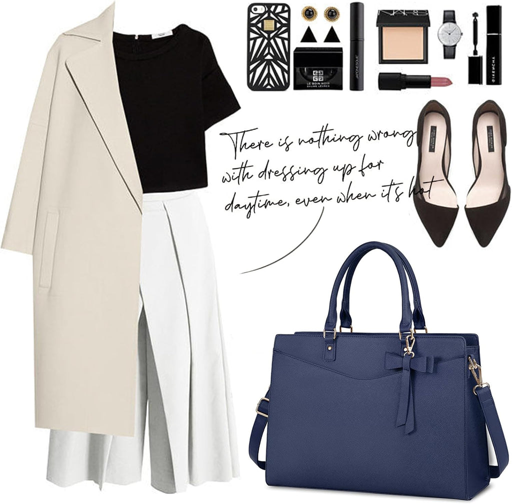 Duża skórzana torba na laptopa z wieloma przegrodami