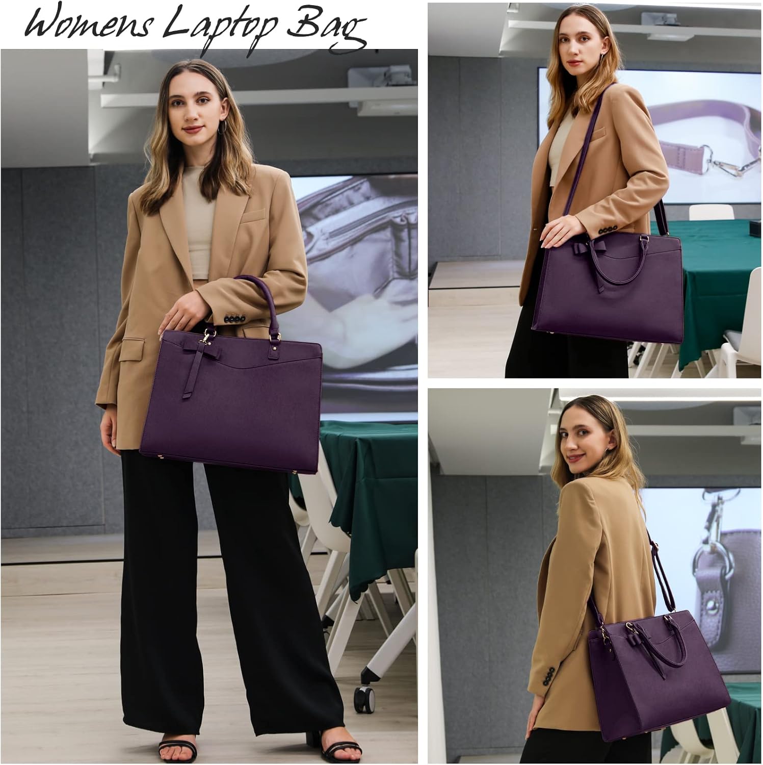 Borsa funzionale da donna per laptop da lavoro con molte tasche